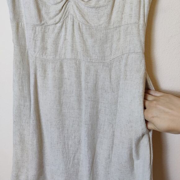 Abercrombie & Fitch Linen Blend Knotted Front Flutter Sleeve Mini Dress Medium - Picture 7 of 16